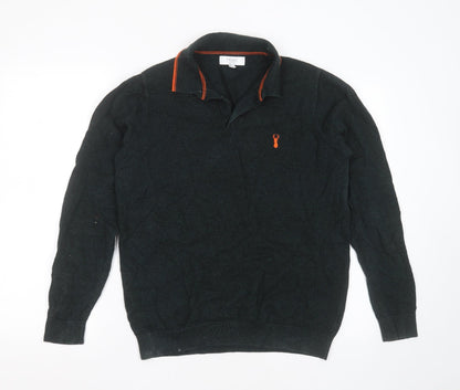 Next Mens Green Collared  Cotton Pullover Jumper Size M