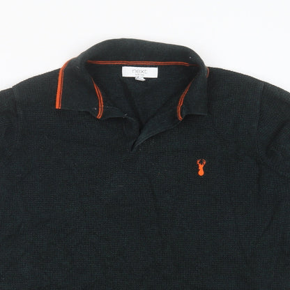Next Mens Green Collared  Cotton Pullover Jumper Size M