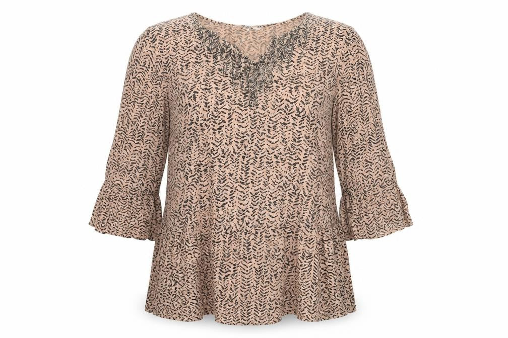 Joanna Hope Womens Beige  Viscose Basic Blouse Size 12 V-Neck
