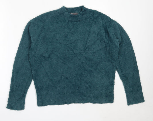 Primark Womens Blue Round Neck  Nylon Pullover Jumper Size S