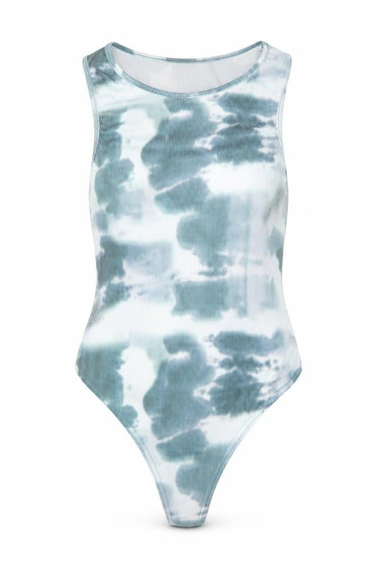 PRETTYLITTLETHING Womens Green Batik Polyester Bodysuit One-Piece Size 8  Snap