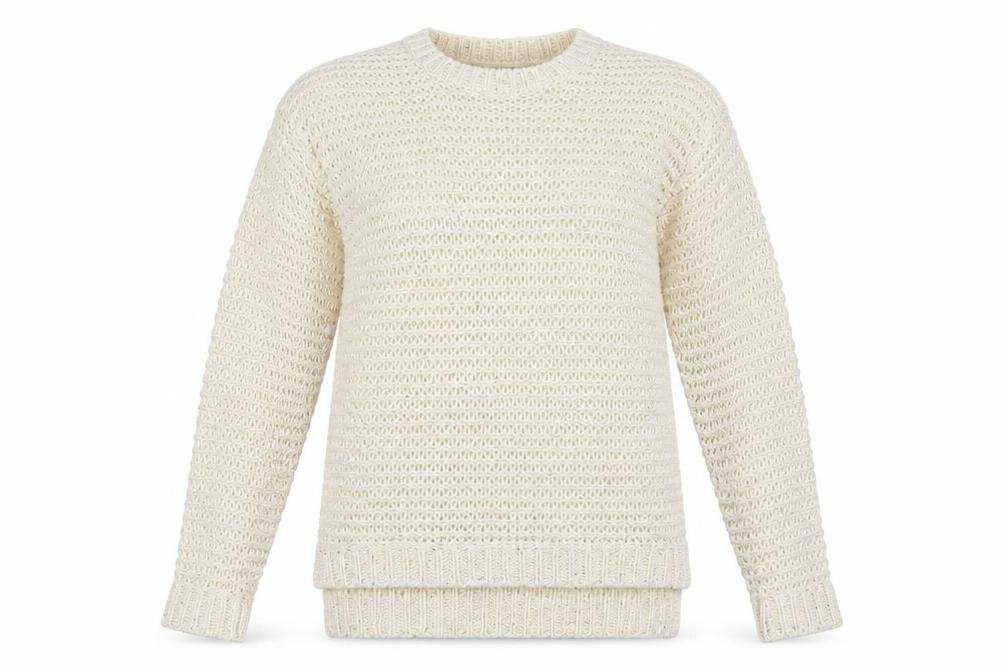 New Look Womens Ivory Crew Neck  Acrylic Pullover Jumper Size 8