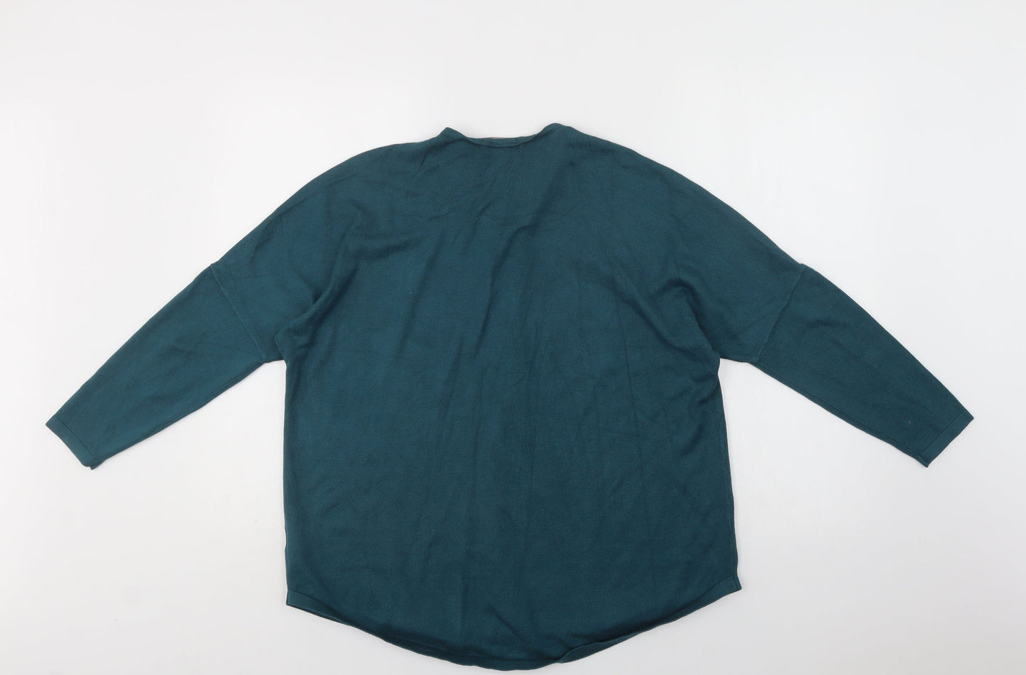 Apricot Womens Green V-Neck  Viscose Pullover Jumper Size 12