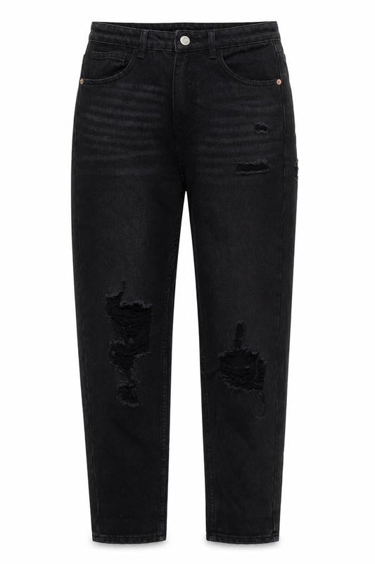 SheIn Womens Black  Cotton Mom Jeans Size S L26.5 in Regular Button
