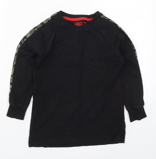 Matalan Boys Black Camouflage Cotton Basic T-Shirt Size 7 Years Crew Neck Pullover