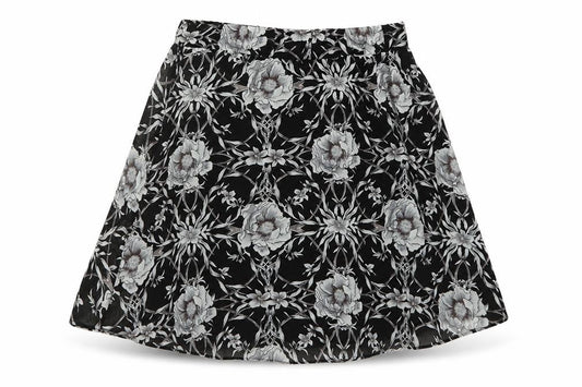 Eight Paris Womens Black Floral Polyester Skater Skirt Size S