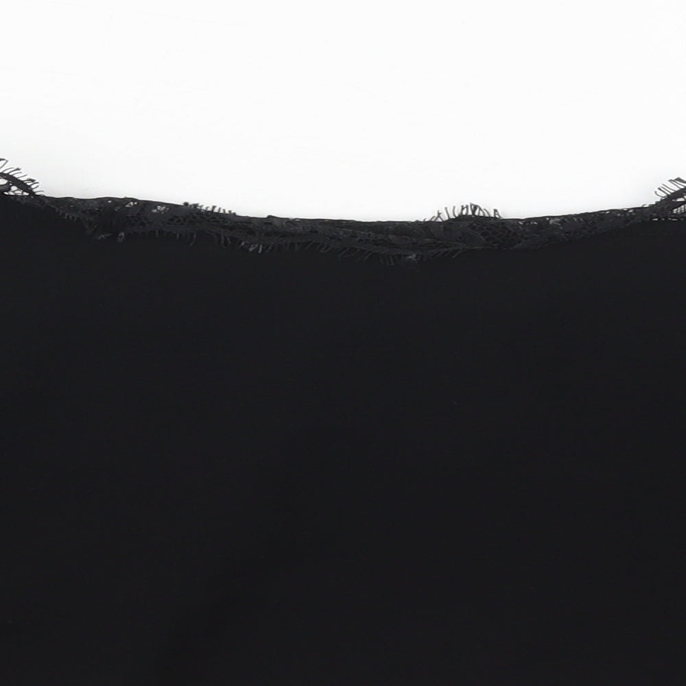 Missguided Womens Black  Polyester Cropped Blouse Size 8 Round Neck