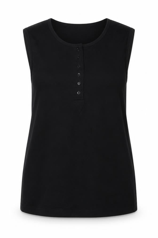 Betty Barclay Womens Black  Cotton Basic Tank Size 14 Round Neck