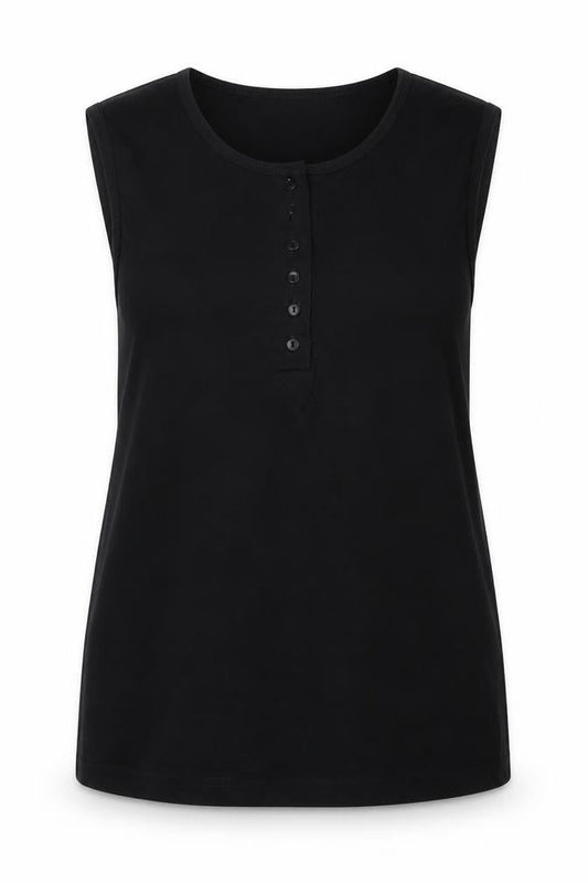Betty Barclay Womens Black  Cotton Basic Tank Size 14 Round Neck