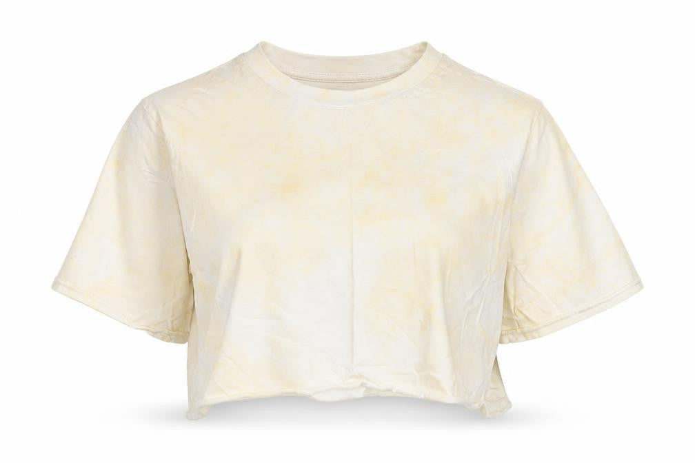 Nasty Gal Womens Yellow  Cotton Cropped T-Shirt Size 8 Crew Neck
