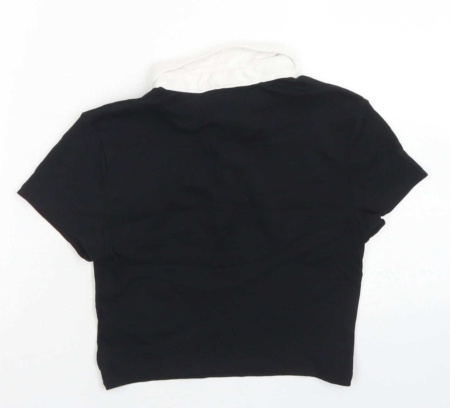 Divided Womens Black  Cotton Cropped Polo Size S Collared - Sex Education