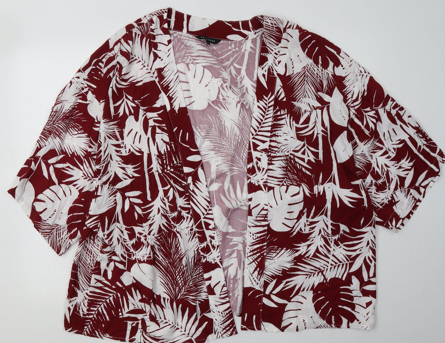 Peacocks Womens Red V-Neck Geometric Viscose Cardigan Jumper Size XL