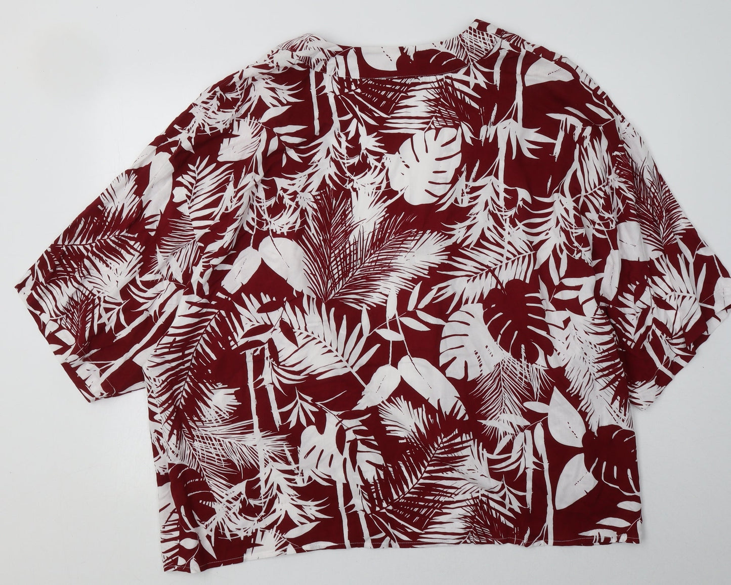 Peacocks Womens Red V-Neck Geometric Viscose Cardigan Jumper Size XL