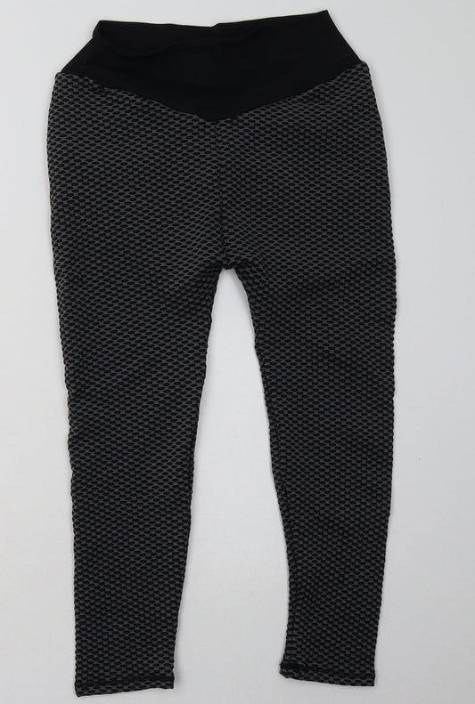 Preworn Womens Grey  Nylon Cropped Leggings Size L L22 in Regular