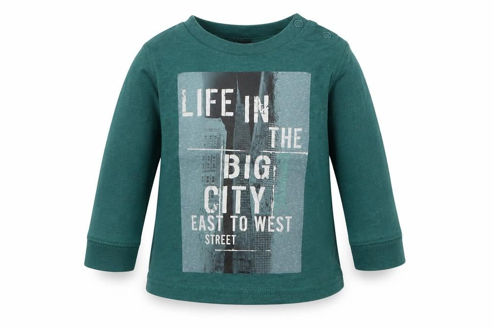 F&F Boys Green  Cotton Basic Casual Size 3-6 Months Crew Neck Buckle - life in the big city