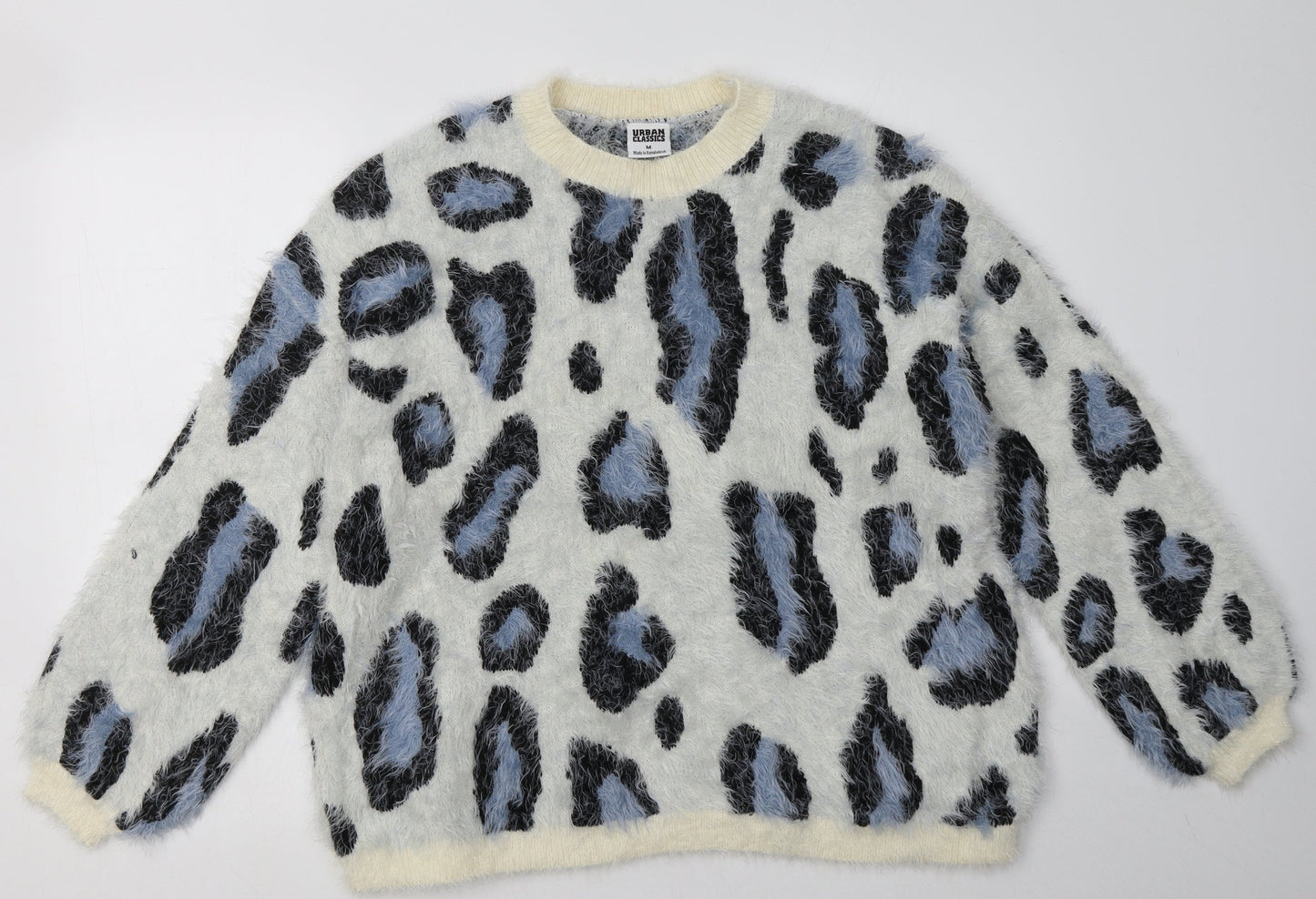 Urban Classics Womens Blue Animal Print Nylon Pullover Sweatshirt Size M  Pullover