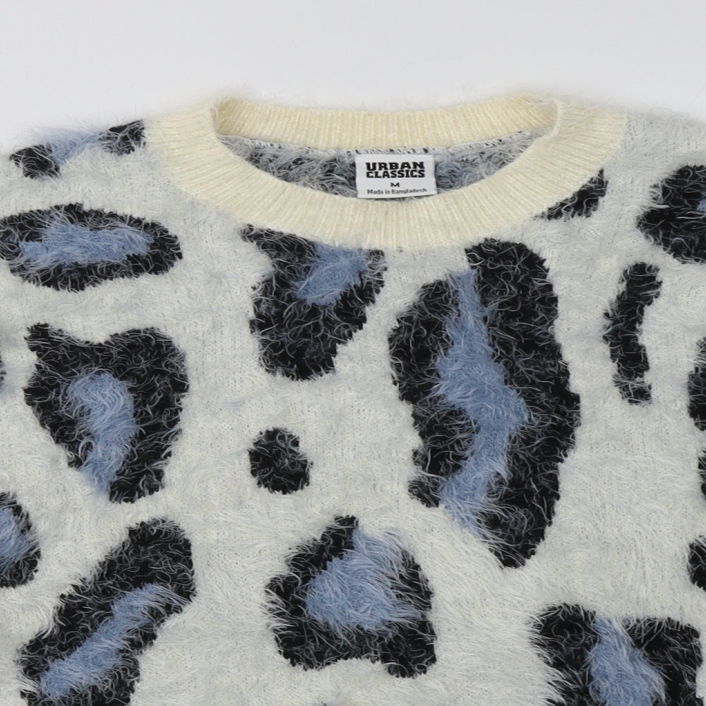 Urban Classics Womens Blue Animal Print Nylon Pullover Sweatshirt Size M  Pullover