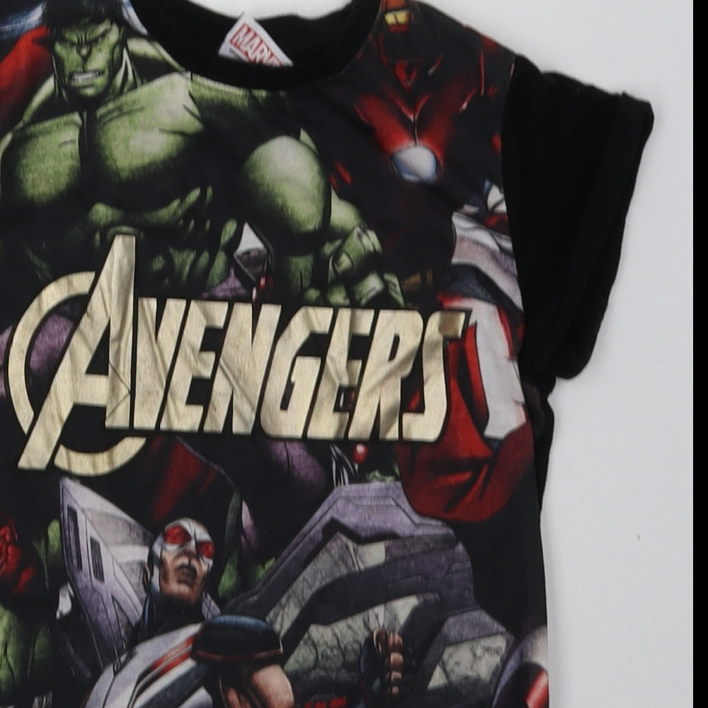 NEXT Boys Multicoloured Geometric Polyester Basic T-Shirt Size 7 Years Crew Neck Pullover - Avengers