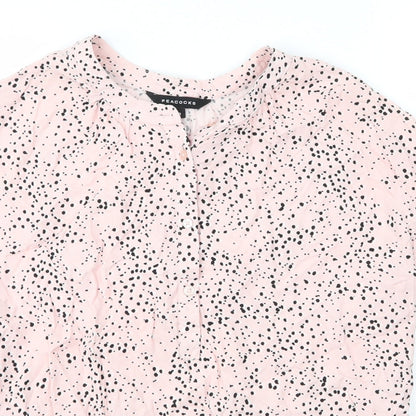 Peacocks Womens Pink Animal Print Viscose Basic Blouse Size 8 V-Neck - Leopard print