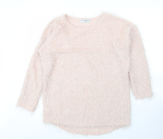Ravi Famous Womens Pink Round Neck  Acrylic Pullover Jumper Size L