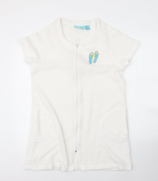 Palm Grove Womens White  Polyester Chemise Robe Size M  Zip