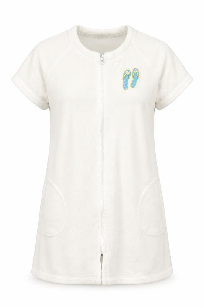 Palm Grove Womens White  Polyester Chemise Robe Size M  Zip