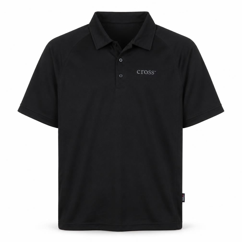 Cross Mens Black  Polyester  Polo Size M Collared Button
