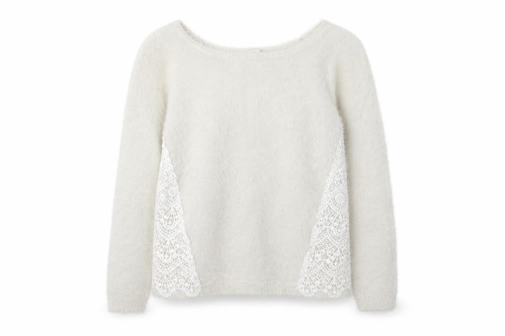 Cache Cache Womens White Boat Neck  Acrylic Pullover Jumper Size M