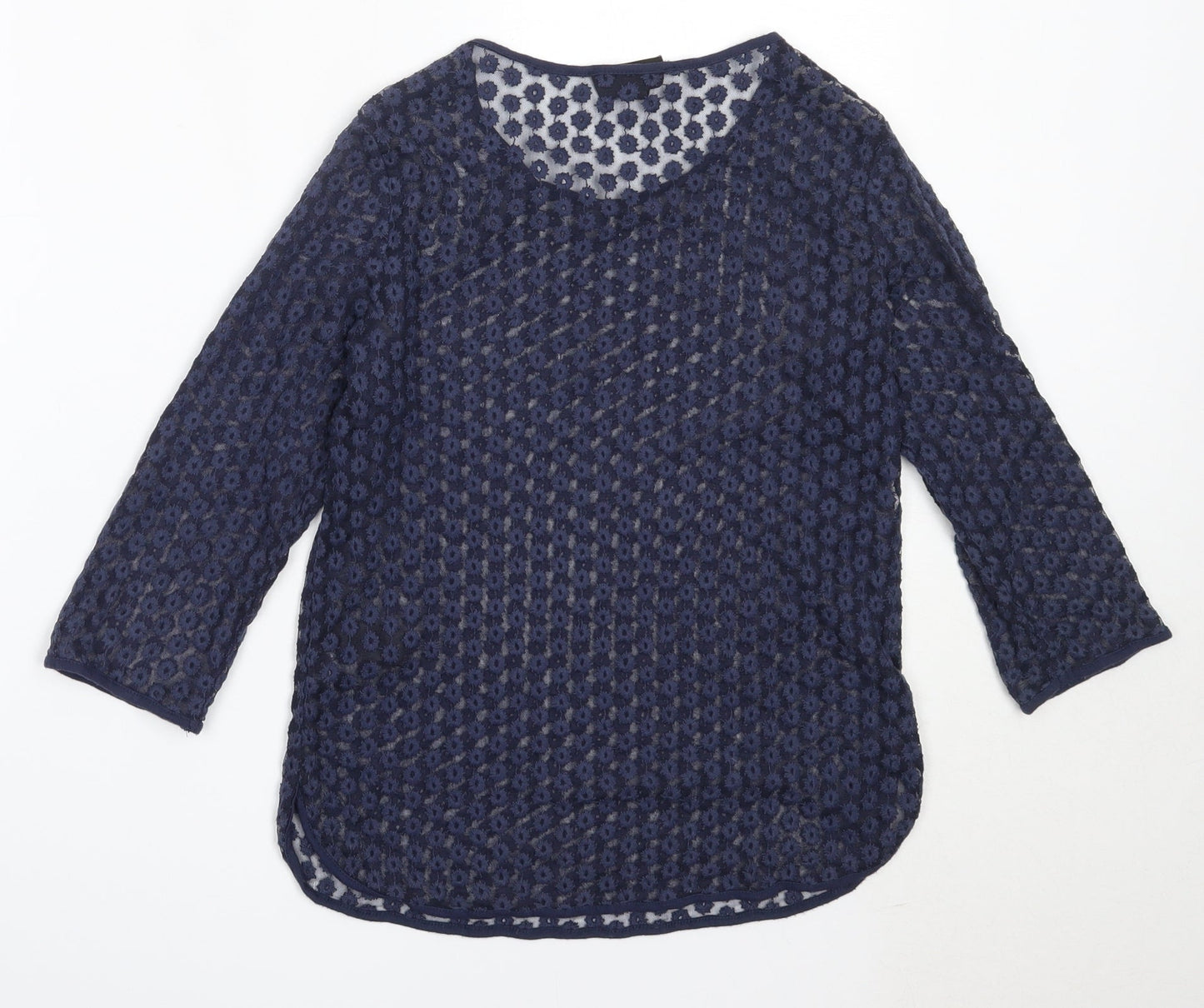 Topshop Womens Blue  Polyester Basic Blouse Size 8 Round Neck