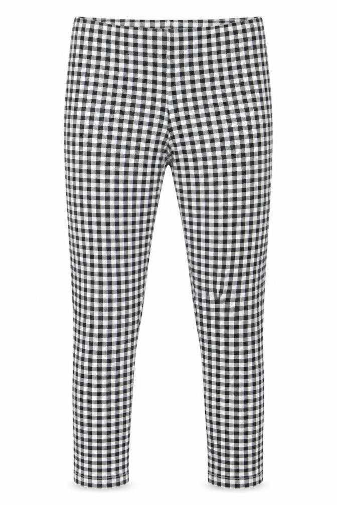 Preworn Girls Black Check Polyester Capri Trousers Size 11 Years  Regular