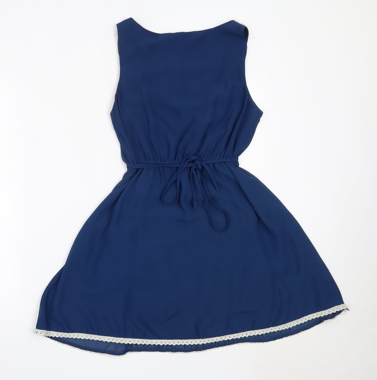 New Look Womens Blue  Polyester Fit & Flare  Size S  Round Neck