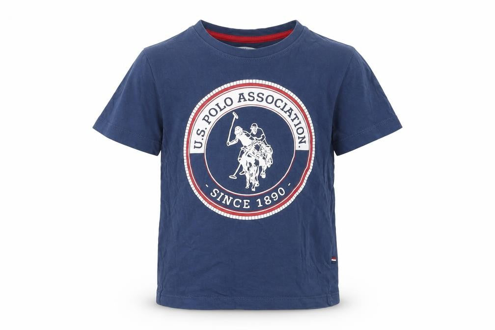 U.S. Polo Assn. Boys Blue  Cotton Basic T-Shirt Size 3-4 Years Round Neck