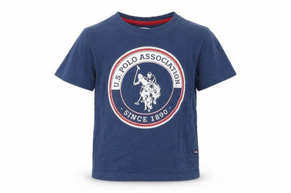 U.S. Polo Assn. Boys Blue  Cotton Basic T-Shirt Size 3-4 Years Round Neck