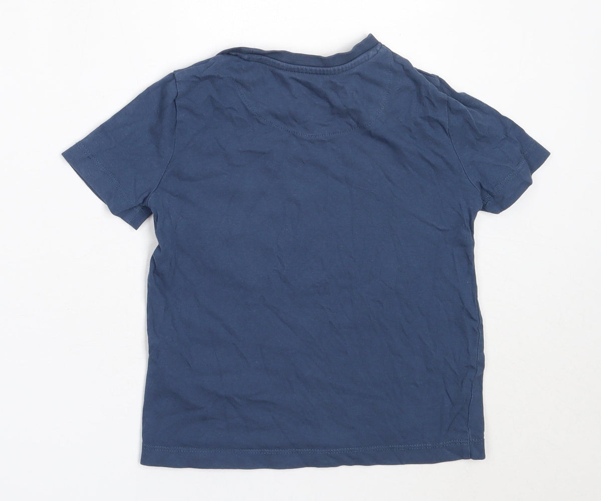 U.S. Polo Assn. Boys Blue  Cotton Basic T-Shirt Size 3-4 Years Round Neck