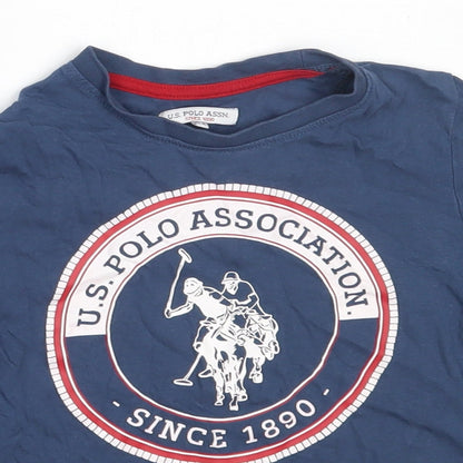 U.S. Polo Assn. Boys Blue  Cotton Basic T-Shirt Size 3-4 Years Round Neck