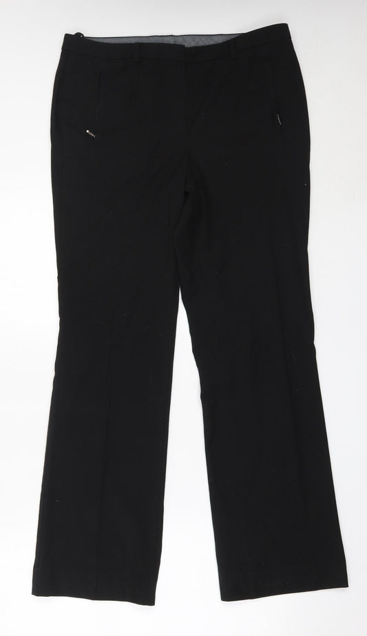 Marks and Spencer Womens Black  Polyester Trousers  Size 12 L30.5 in Regular