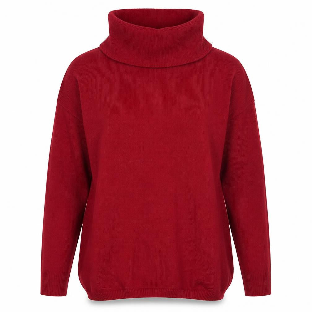Preworn Womens Red Roll Neck  Polyester Pullover Jumper Size L