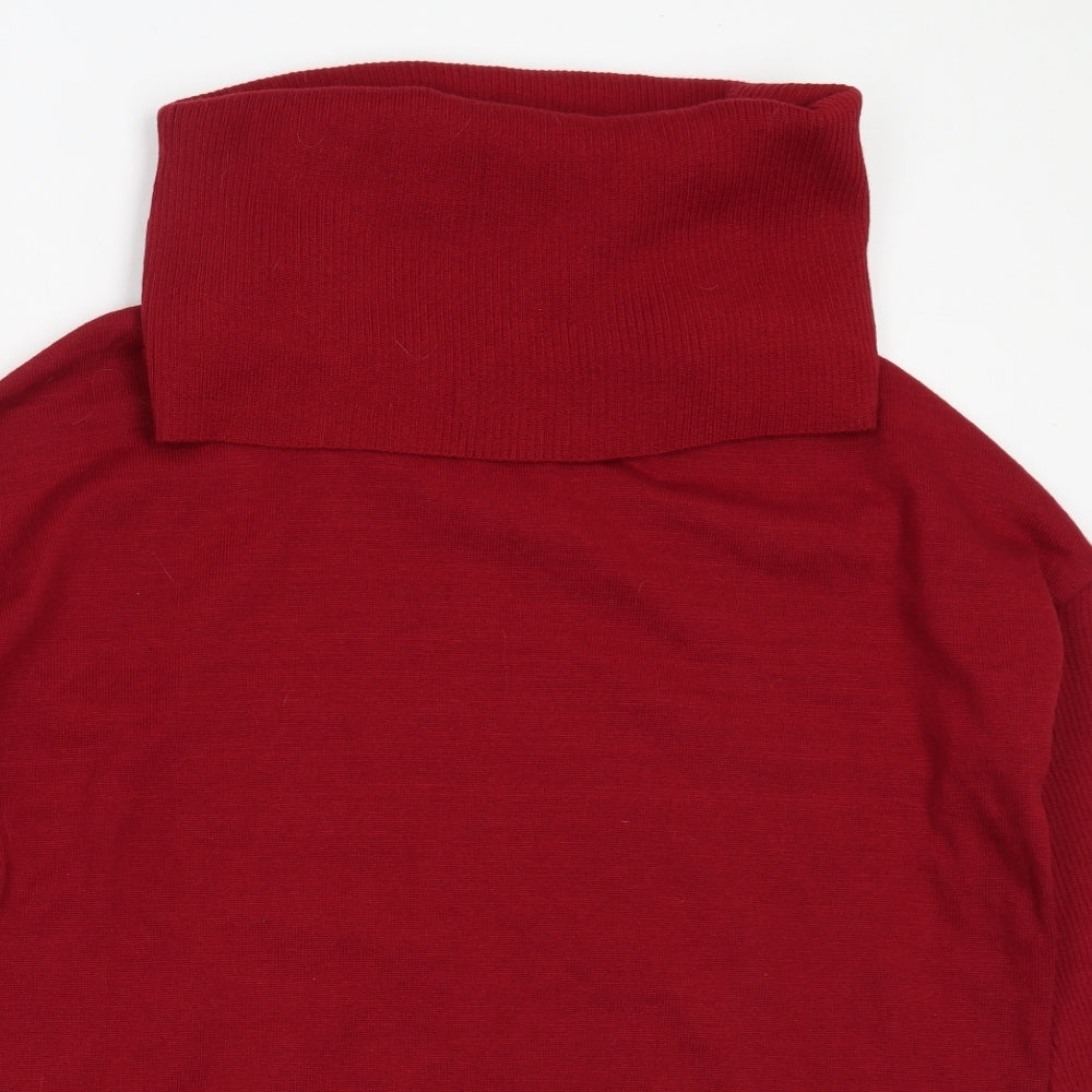 Preworn Womens Red Roll Neck  Polyester Pullover Jumper Size L