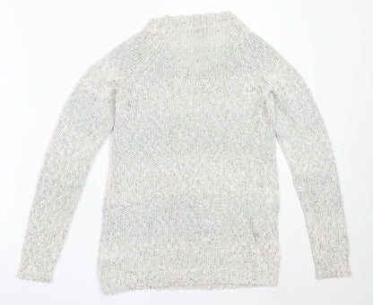 Tu Womens Grey Round Neck  Cotton Pullover Jumper Size 8