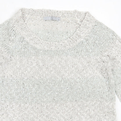 Tu Womens Grey Round Neck  Cotton Pullover Jumper Size 8