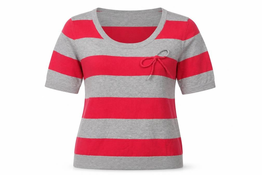 Planet Womens Grey Round Neck Striped Viscose Pullover Jumper Size L