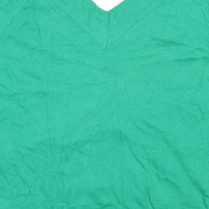 Preloved TU Womens Green V-Neck  Cotton Pullover Jumper Size 14 - Label