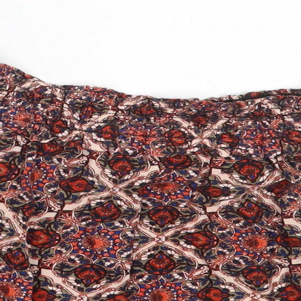 Topshop Womens Red Geometric Viscose Basic Blouse Size 8 Off the Shoulder