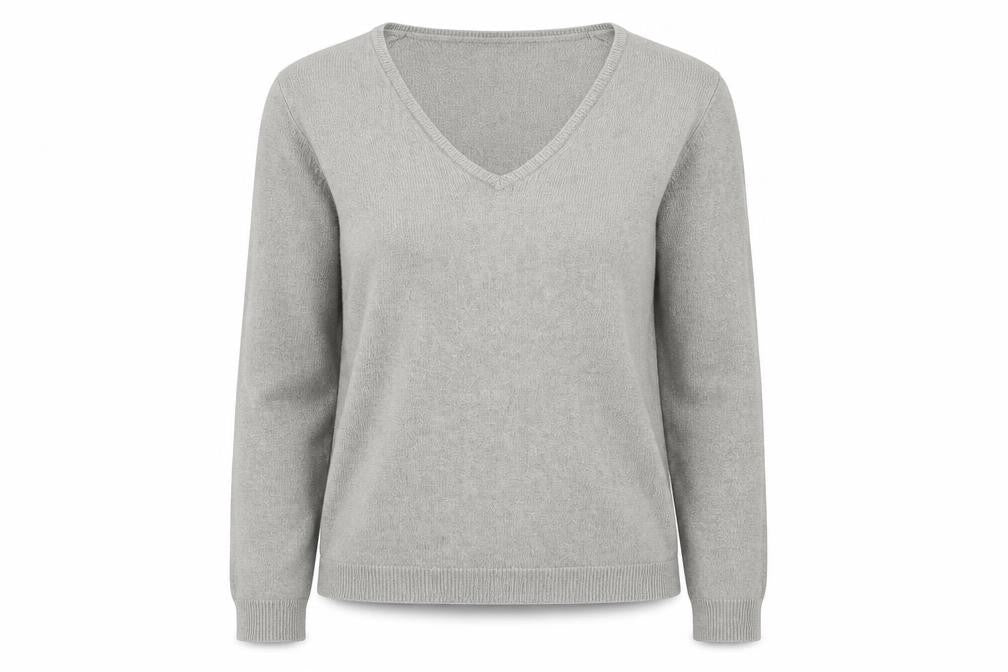 Primark Womens Grey V-Neck  Acrylic Pullover Jumper Size S