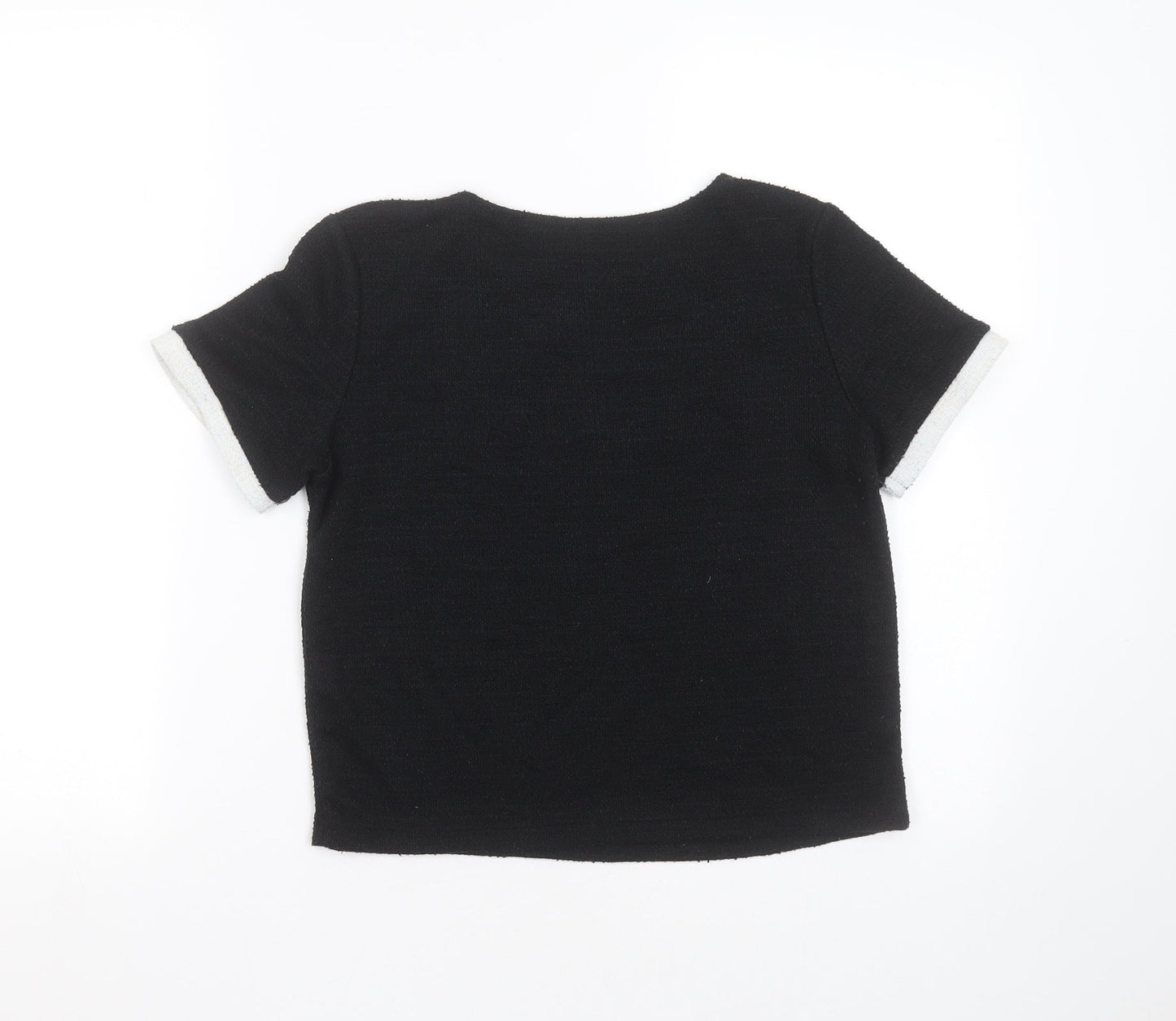 Zara Womens Black  Polyester Basic T-Shirt Size S Round Neck