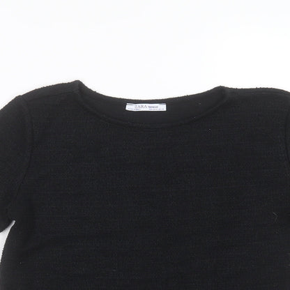 Preloved Zara Womens Black  Polyester Basic T-Shirt Size S Round Neck - Detail