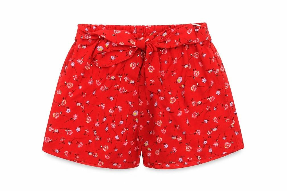 SHEIN Womens Red Floral Polyester Hot Pants Shorts Size 26 in  Regular