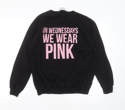 MINGA Womens Black  Cotton Pullover Sweatshirt Size M   - on Wednesdays we wear pink