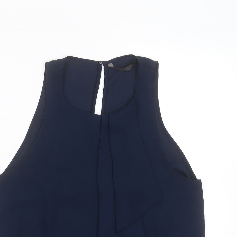Zara Womens Blue  Polyester Basic Blouse Size S Round Neck