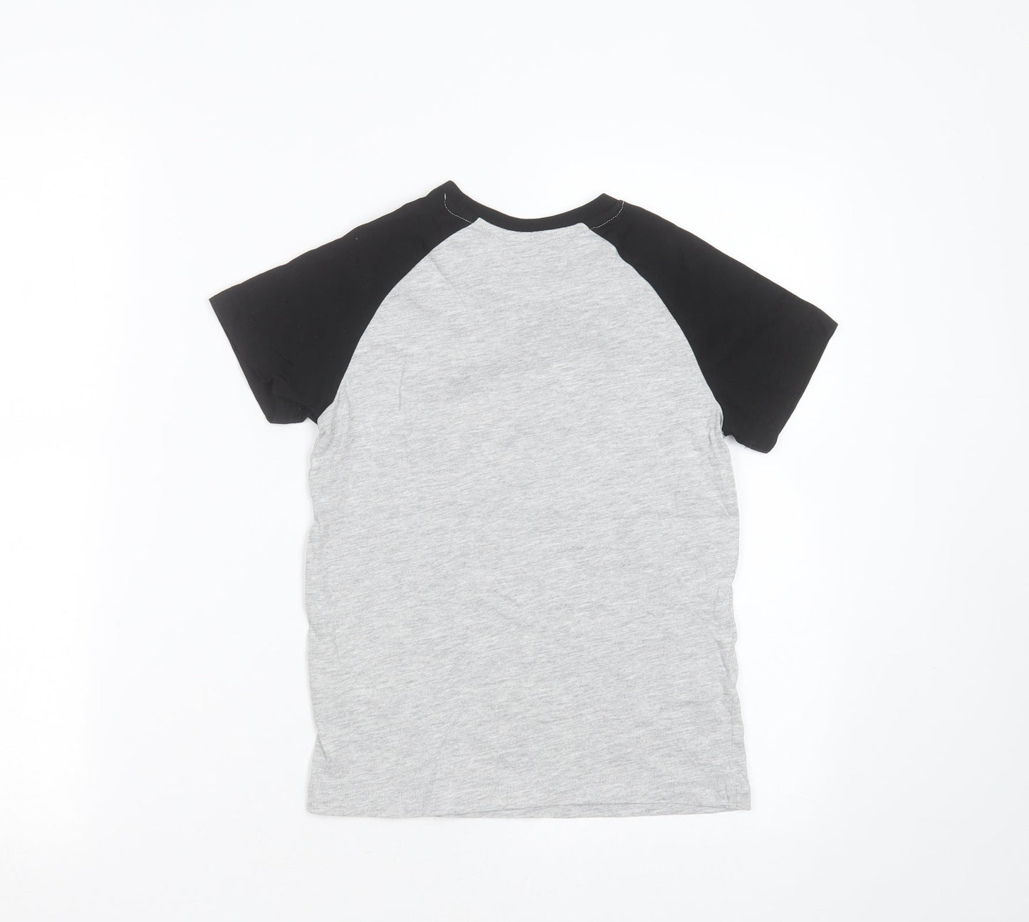 Matalan Boys Grey  Cotton Basic T-Shirt Size 8 Years Round Neck
